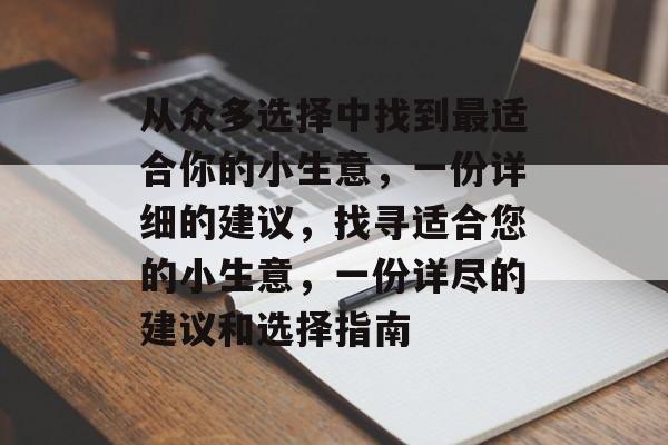 从众多选择中找到最适合你的小生意,一份详细的建议,找寻适合您的小生意,一份详尽的建议和选择指南 从众多选择中找到最适合你的小生意,一份详细的建议,找寻适合您的小生意,一份详尽的建议和选择指南