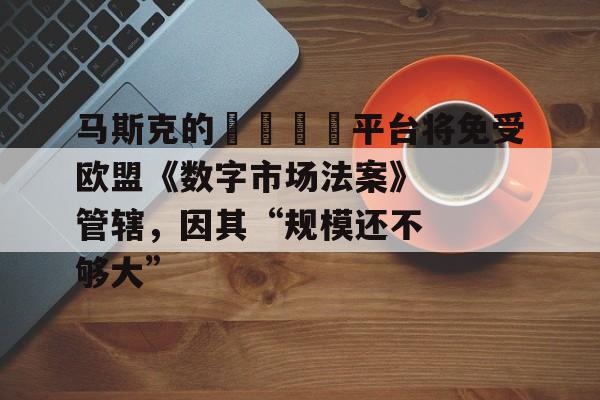 马斯克的𝕏平台将免受欧盟《数字市场法案》管辖,因其“规模还不够大” 马斯克的𝕏平台将免受欧盟《数字市场法案》管辖,因其“规模还不够大”