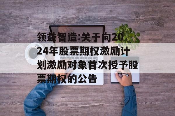 领益智造:关于向2024年股票期权激励计划激励对象首次授予股票期权的公告 领益智造:关于向2024年股票期权激励计划激励对象首次授予股票期权的公告