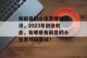 有前景的小生意赚钱方法，2023年创业机会，有哪些有前景的小生意可以尝试？
