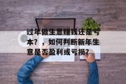 过年做生意赚钱还是亏本？，如何判断新年生意是否盈利或亏损？