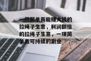 一份简单而能赚大钱的拉绳子生意，利润翻倍的拉绳子生意，一项简单且可持续的副业