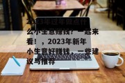 2023年过年做点什么小生意赚钱？一起来看！，2023年新年小生意好赚钱，一些建议与推荐