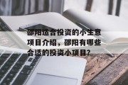 邵阳适合投资的小生意项目介绍，邵阳有哪些合适的投资小项目？