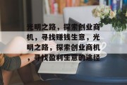 光明之路，探索创业商机，寻找赚钱生意，光明之路，探索创业商机，寻找盈利生意的途径