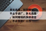 多元选择，如何赚钱，不止于进厂，多元选择，如何赚钱的多种途径，不止于进厂工作