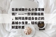 在县城做什么小生意赚钱？——一份详细指南，如何选择适合自己的县城小生意，轻松实现财富积累