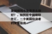 美国赚钱小生意怎么做好？，如何在中国赚取外汇，一个美国投资者的实用指南