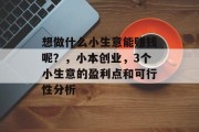 想做什么小生意能赚钱呢？，小本创业，3个小生意的盈利点和可行性分析