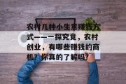 农村几种小生意赚钱方式——一探究竟，农村创业，有哪些赚钱的商机？你真的了解吗？