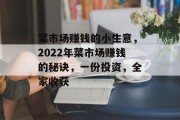 菜市场赚钱的小生意，2022年菜市场赚钱的秘诀，一份投资，全家收获