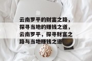 云南罗平的财富之路，探寻当地的赚钱之道，云南罗平，探寻财富之路与当地赚钱之道