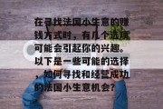 在寻找法国小生意的赚钱方式时，有几个选项可能会引起你的兴趣。以下是一些可能的选择，如何寻找和经营成功的法国小生意机会？