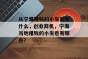 从宁海赚钱的小生意做什么，创业商机，宁海当地赚钱的小生意有哪些？