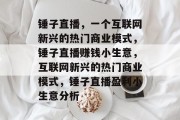 锤子直播，一个互联网新兴的热门商业模式，锤子直播赚钱小生意，互联网新兴的热门商业模式，锤子直播盈利小生意分析