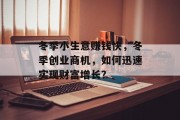 冬季小生意赚钱快，冬季创业商机，如何迅速实现财富增长？