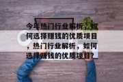 今年热门行业解析，如何选择赚钱的优质项目，热门行业解析，如何选择赚钱的优质项目？