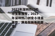2023年深圳热门的小生意推荐，2023年深圳热门创业小项目推荐，满足你所有的需求！