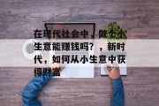 在现代社会中，做个小生意能赚钱吗？，新时代，如何从小生意中获得财富