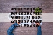 小生意的逆袭之路，老板如何通过自己的创业项目赚钱，1个老板创业项目赚钱的成功故事，从小生意到大成功