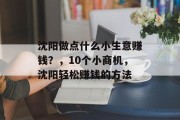 沈阳做点什么小生意赚钱？，10个小商机，沈阳轻松赚钱的方法