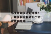 小生意如何做好赚钱？，如何制定有效的小企业盈利策略