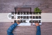 汉中是小生意赚钱好方法，汉中创业项目推荐，抓住商机、成就财富