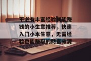 不必有丰富经验就能赚钱的小生意推荐，快速入门小本生意，无需经验也能赚取的财富来源