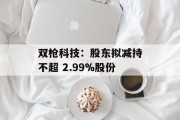 双枪科技：股东拟减持不超 2.99%股份