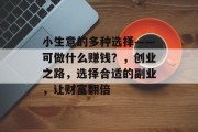 小生意的多种选择——可做什么赚钱？，创业之路，选择合适的副业，让财富翻倍
