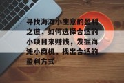 寻找海滩小生意的盈利之道，如何选择合适的小项目来赚钱，发掘海滩小商机，找出合适的盈利方式