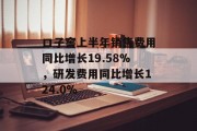 口子窖上半年销售费用同比增长19.58%，研发费用同比增长124.0%