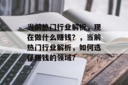 当前热门行业解析，现在做什么赚钱？，当前热门行业解析，如何选择赚钱的领域？