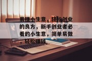 易赚小生意，轻松创业的良方，新手创业者必看的小生意，简单易做，轻松赚钱