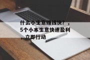 什么小生意赚钱快？，5个小本生意快速盈利，立即行动