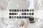 寻找最近小生意哪个行最赚钱？，近期小生意哪个行业盈利最好?