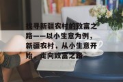 找寻新疆农村的致富之路——以小生意为例，新疆农村，从小生意开始，走向致富之路