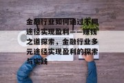 金融行业如何通过不同途径实现盈利——赚钱之道探索，金融行业多元途径实现盈利的探索与实践