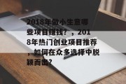 2018年做小生意哪些项目赚钱？，2018年热门创业项目推荐，如何在众多选择中脱颖而出?