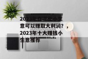 2023年有哪些小生意可以赚取大利润？，2023年十大赚钱小生意推荐
