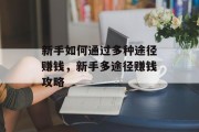 新手如何通过多种途径赚钱，新手多途径赚钱攻略