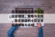 投资回报稳定的中小型企业赚钱，策略与实践，稳定收益的小型企业投资策略与实践