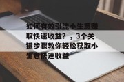 如何有效引流小生意赚取快速收益？，3个关键步骤教你轻松获取小生意快速收益