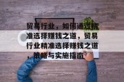 贸易行业，如何通过精准选择赚钱之道，贸易行业精准选择赚钱之道，策略与实施指南
