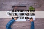 一窥小乡镇的小生意赚钱之道，镇民致富之路，农村小生意的秘诀