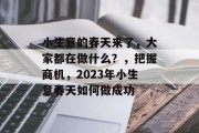小生意的春天来了，大家都在做什么？，把握商机，2023年小生意春天如何做成功