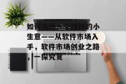 如何选择一个赚钱的小生意——从软件市场入手，软件市场创业之路，一探究竟