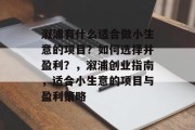溆浦有什么适合做小生意的项目？如何选择并盈利？，溆浦创业指南，适合小生意的项目与盈利策略