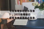 今年有哪些好的小生意？，2023年哪些行业有发展前景的小生意