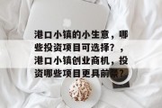 港口小镇的小生意，哪些投资项目可选择？，港口小镇创业商机，投资哪些项目更具前景？